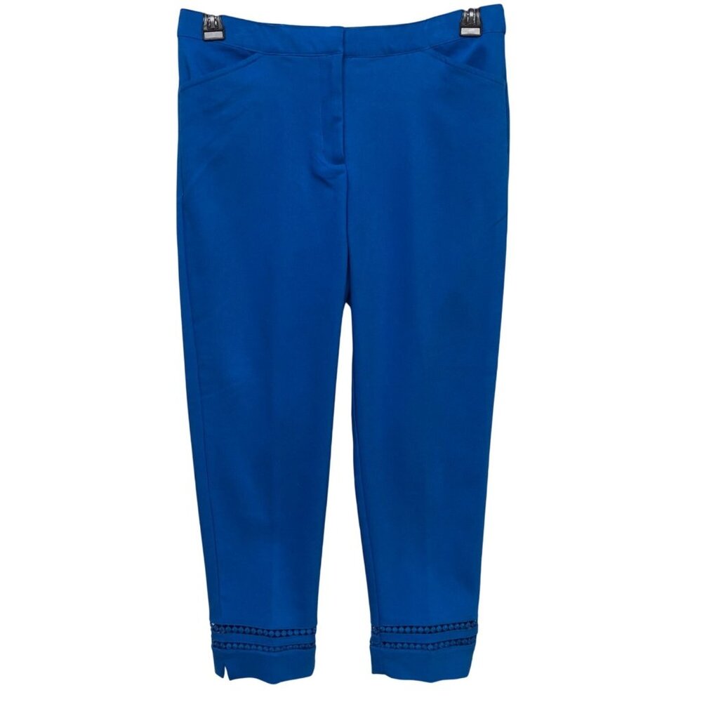 Ruby Rd. Womens Blue Cropped Pants With Embellished Hem Size 10 NWT‎